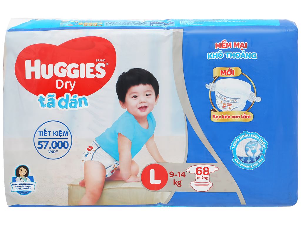 Tã dán Huggies Dry size L 68 miếng (cho bé 9 - 14kg) 3