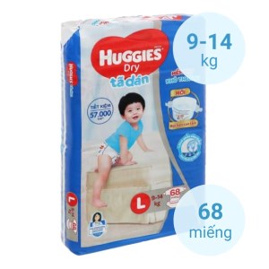 Tã dán Huggies Dry size L 68 miếng (cho bé 9 - 14kg)