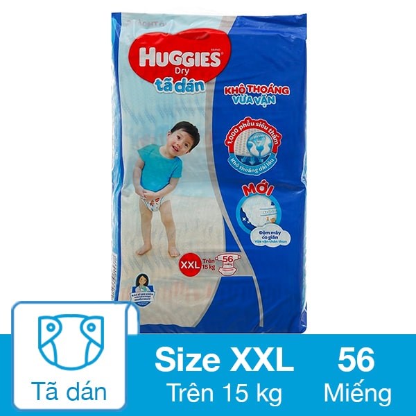 Tã Dán Huggies Dry Size Xxl 56 Miếng (Trên 15 Kg)