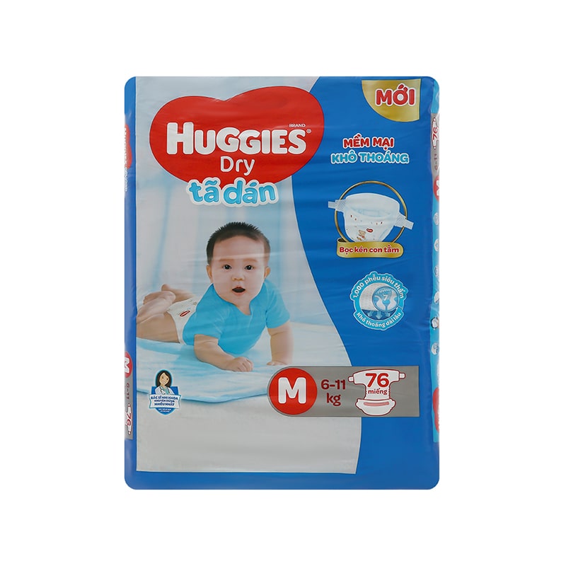 Tã dán Huggies Dry size M 76 miếng (6 - 11 kg)-1