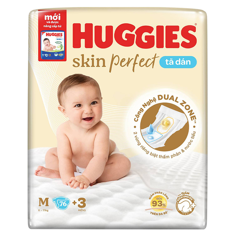 Tã dán Huggies Skin Perfect size M - Giao bao bì ngẫu nhiên