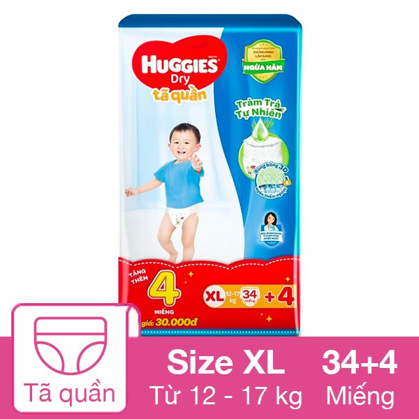 Tã quần Huggies Dry size XL 62 + 6 miếng (12 - 17 kg) - AVAKids.com