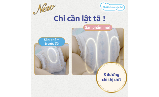 Tã dán Moony Natural size S 58 miếng (4 - 8 kg) - Chỉ thị thay tã