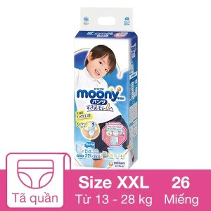 Tã quần Moony bé trai size XXL 26 miếng (cho bé 13 - 28kg)