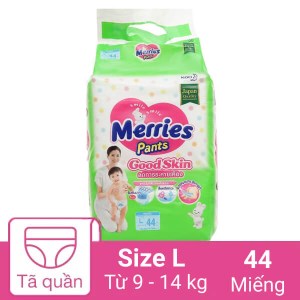 Tã quần Merries Good Skin size L 44 miếng (cho bé 9 - 14kg)