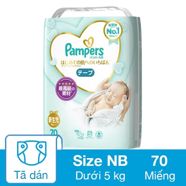 Tã dán Pampers cao cấp size NB 70 miếng (Dưới 5 kg)