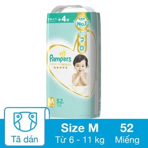 Tã dán Pampers nội địa Nhật Bản cao cấp thượng hạng size M 52 miếng 6-11 kg