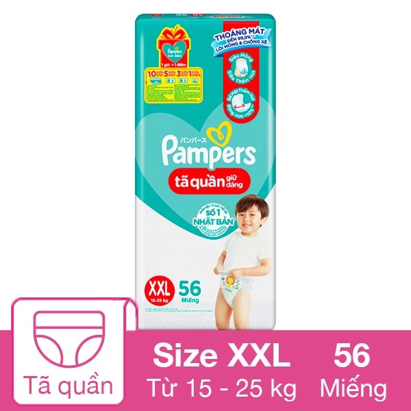 Tã quần Pampers Super Jumbo size XXL 56 miếng (15 – 25 kg)