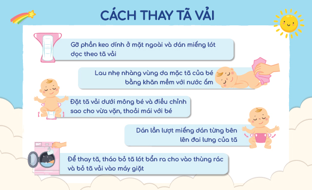 Set 3 tã vải màu BabyMommy size M (6 - 11 kg) - Hướng dẫn sử dụng