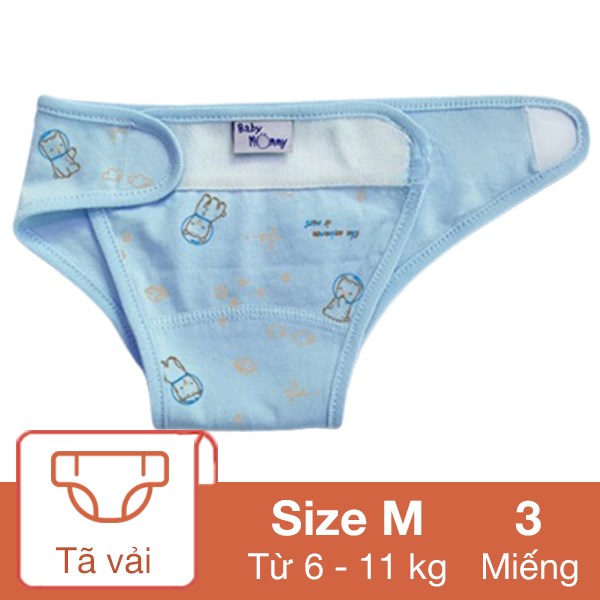 Set 3 tã vải màu in họa tiết BabyMommy size M (6 – 11 kg)