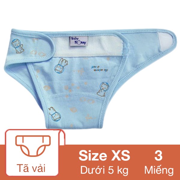 Set 3 tã vải màu in họa tiết BabyMommy size XS (Dưới 5 kg)