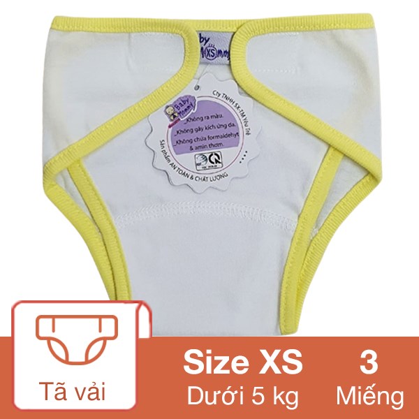 Set 3 tã vải trắng BabyMommy size XS (Dưới 5 kg)