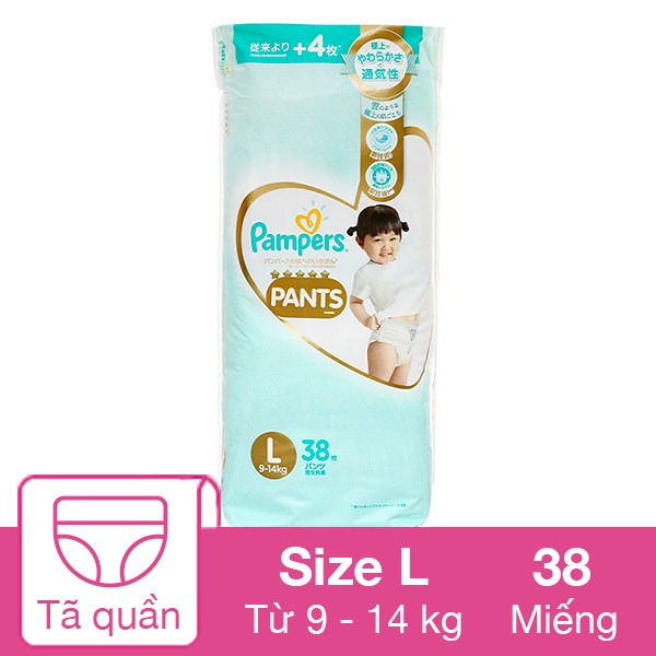 Tã quần Pampers cao cấp size L 38 miếng (9 - 14 kg) - AVAKids.com