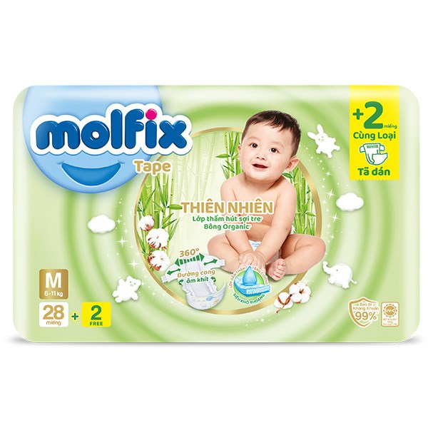 Bỉm - Tã dán Molfix size M 76+6 miếng (cho bé 6-11kg)