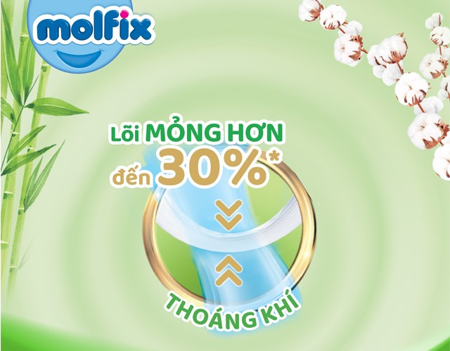 Tã dán Molfix thiên nhiên size M 76 miếng (6 - 11 kg) - Thiết kế Tã dán Molfix thiên nhiên size M 76 miếng (6 - 11 kg) - Thiết kế