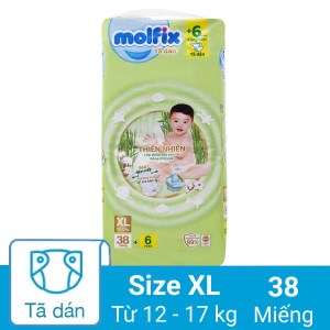 Tã dán Molfix thiên nhiên size XL 38 miếng (cho bé 12 - 17kg)