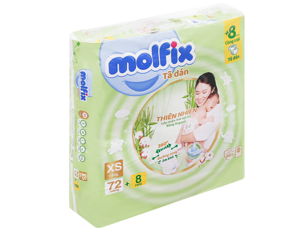 Tã dán Molfix thiên nhiên Newborn 72 miếng (cho bé dưới 5kg) 1