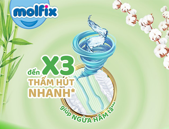 Tã dán Molfix thiên nhiên size S 80 miếng (4 - 8 kg) - Thấm hút