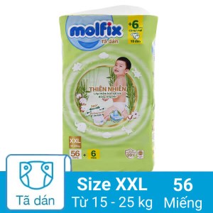 Tã dán Molfix thiên nhiên size XXL 56 miếng (cho bé 15 - 25kg)