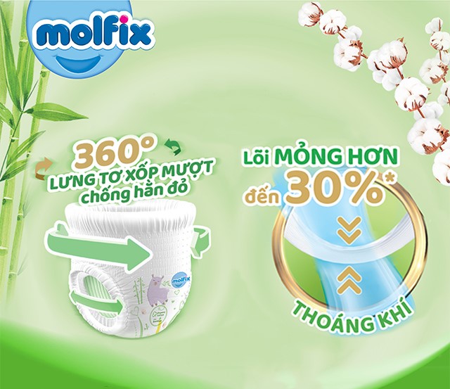 Tã quần Molfix thiên nhiên size L 36 + 6 miếng (9 - 13 kg) - Thiết kế