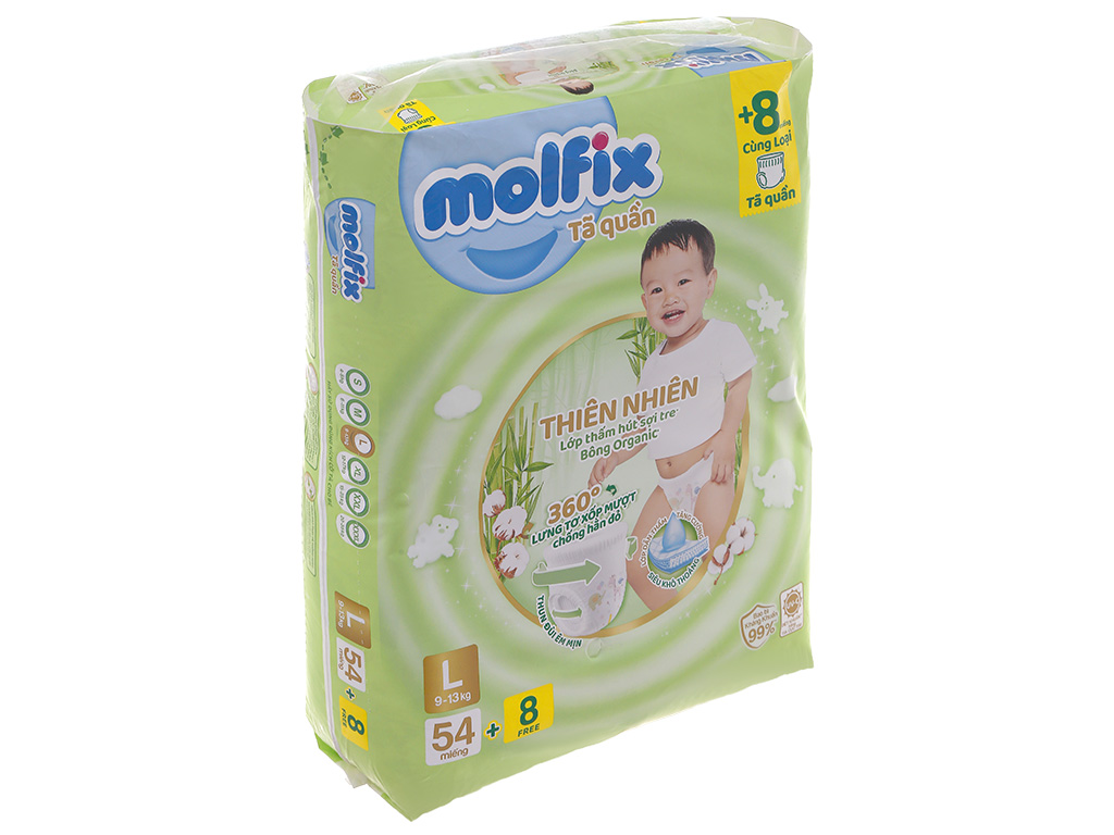 Tã quần Molfix thiên nhiên size L 54 miếng (cho bé 9 - 13kg) 2