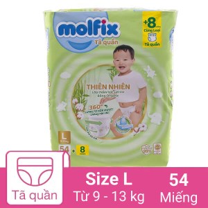 Tã quần Molfix thiên nhiên size L 54 miếng (cho bé 9 - 13kg)