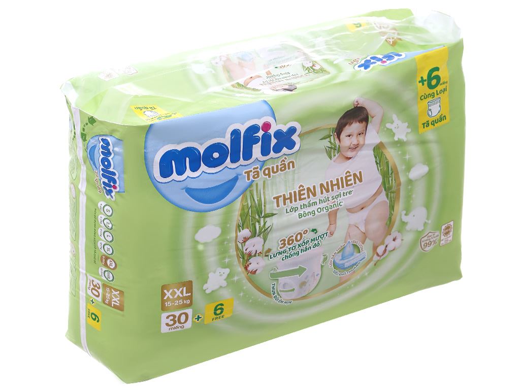 Tã quần Molfix thiên nhiên size XXL 30 miếng (cho bé 15 - 25kg) 2