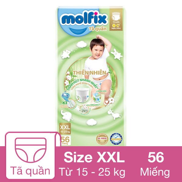 Tã Quần Molfix Thiên Nhiên Size Xxl 56 Miếng (15 - 25 Kg)