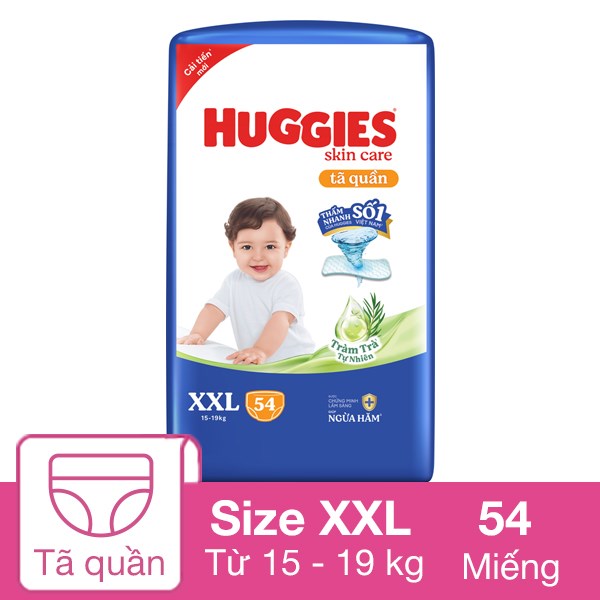 Tã Quần Huggies Skincare Cực Đại Size Xxl 54 Miếng (15 - 19 Kg) - Giao Bao Bì Ngẫu Nhiên