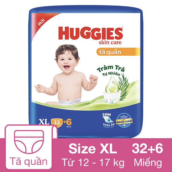 Tã quần Huggies Skincare size XL 32 + 6 miếng (12 – 17 kg)