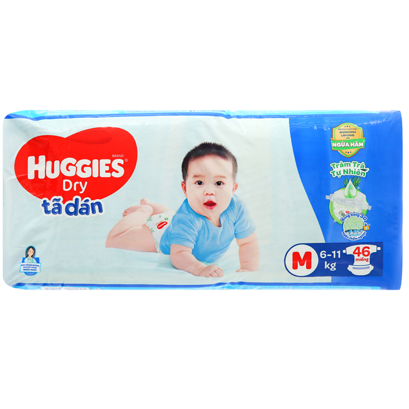 Tã dán Huggies Dry size M 46 miếng (6 - 11kg)