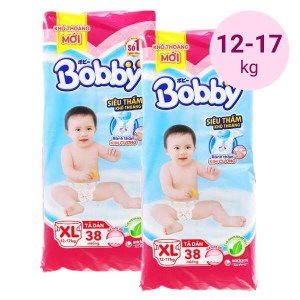 2 gói tã dán Bobby Fresh size XL 38 miếng (cho bé 12 - 17kg)