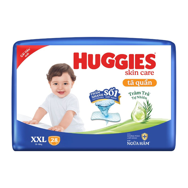 Tã quần Huggies Skincare size XXL 28 miếng (Từ 15 - 19 kg) - Giao bao bì ngẫu nhiên