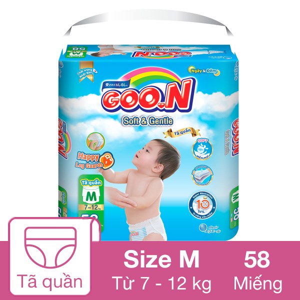 Tã quần GOO.N Soft & Gentle size M 58 miếng (7 – 12 kg)
