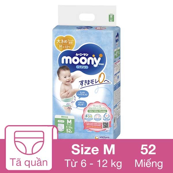 Tã quần Moony size M 52 miếng (6 – 12 kg)