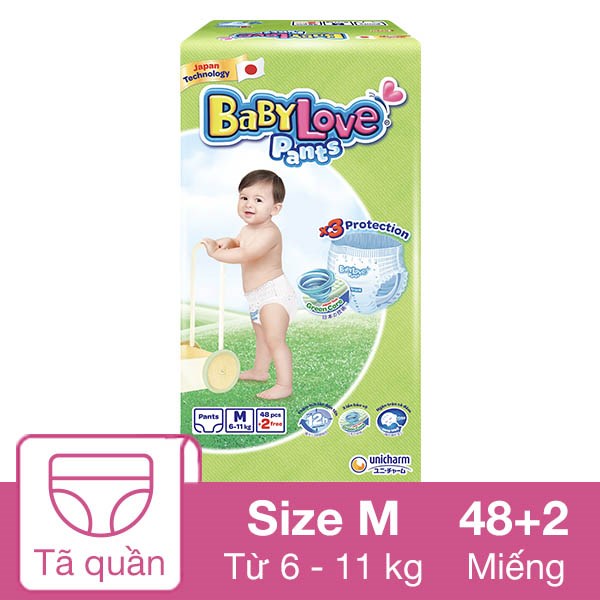 Tã quần BabyLove size M 48 + 2 miếng (6 – 11 kg)