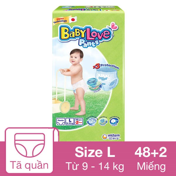 Tã quần BabyLove size L 48 + 2 miếng (9 – 14 kg)