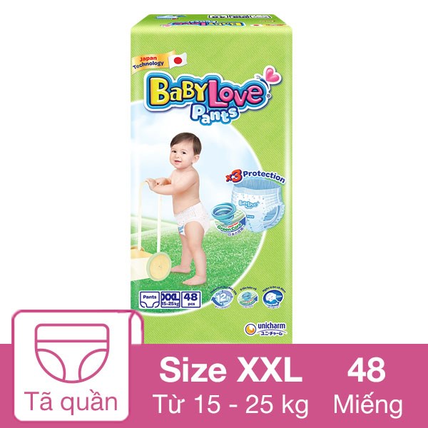 Tã quần BabyLove size XXL 48 miếng (15 – 25 kg)