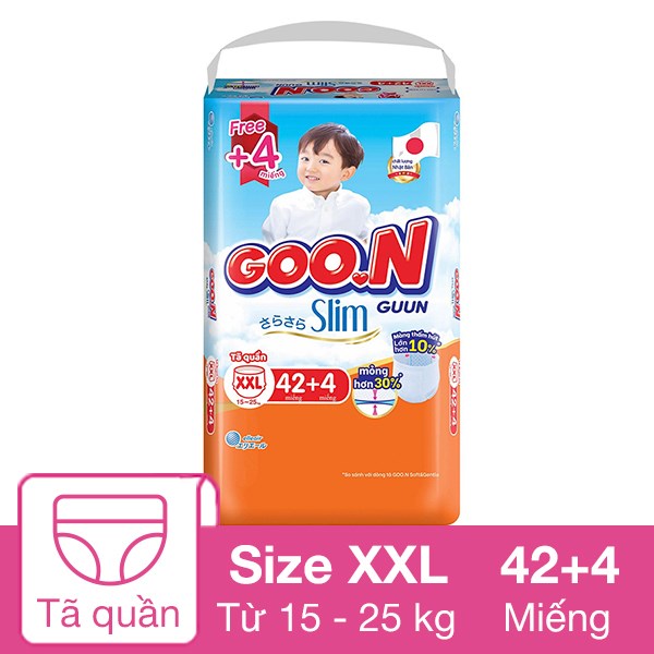 Tã Quần Goo.n Slim Size Xxl 42 + 4 Miếng (15 - 25 Kg)