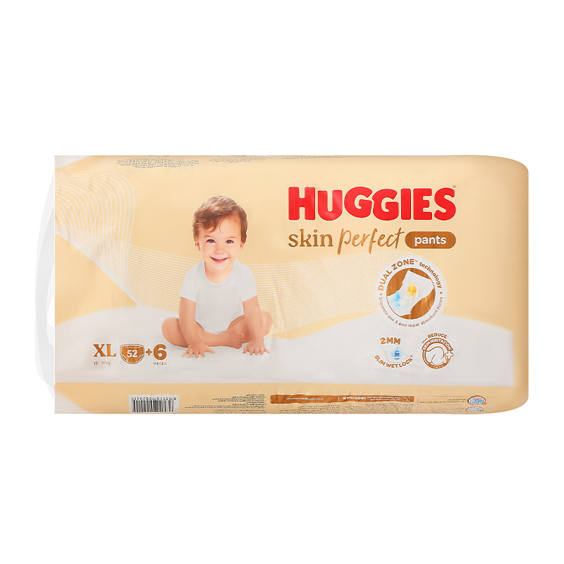 Tã quần Huggies Skin Perfect size XL 52 + 6 miếng (12 - 17 kg)