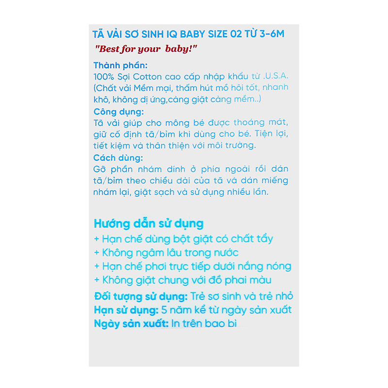 Set 3 tã vải sơ sinh IQ Baby họa tiết sao băng xanh size S1 (3 - 5 kg) 25