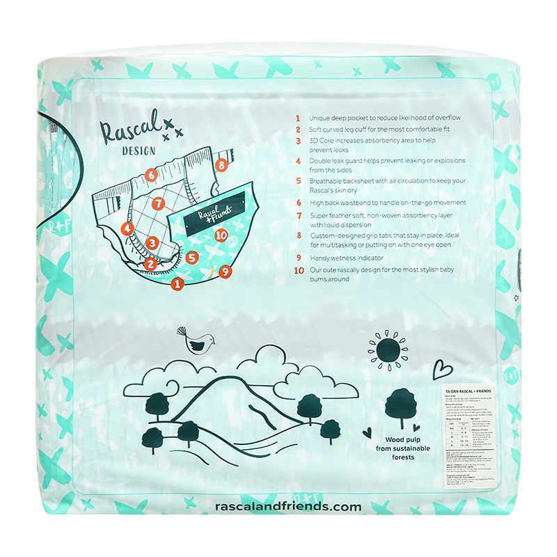 Tã dán Rascal + Friends size S 70 miếng (4 - 8 kg)