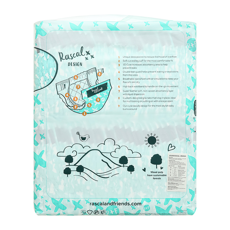 Tã dán Rascal + Friends size M 60 miếng (6 - 11 kg)