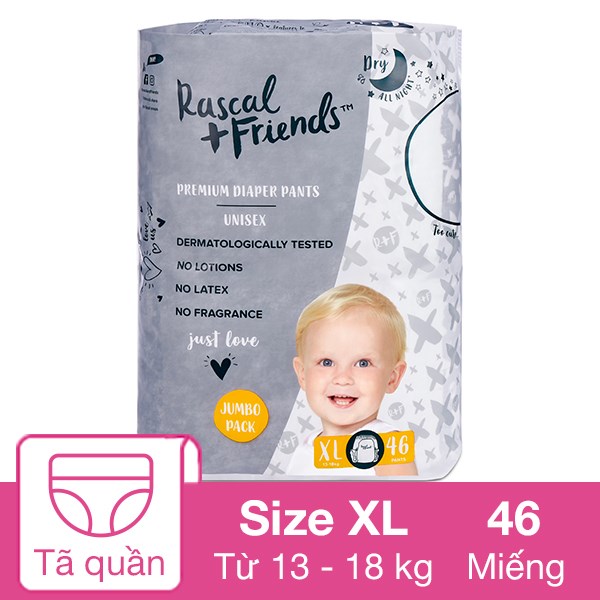 Tã Quần Rascal + Friends Size Xl 46 Miếng (13 - 18 Kg)