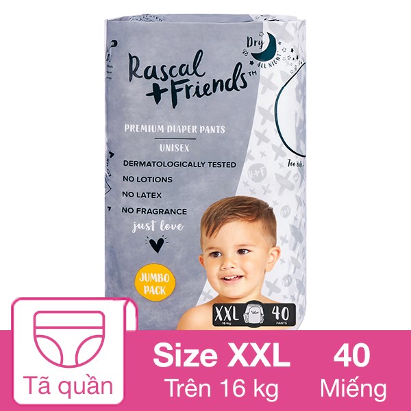 Tã Quần Rascal + Friends Size Xxl 40 Miếng (Trên 16 Kg)