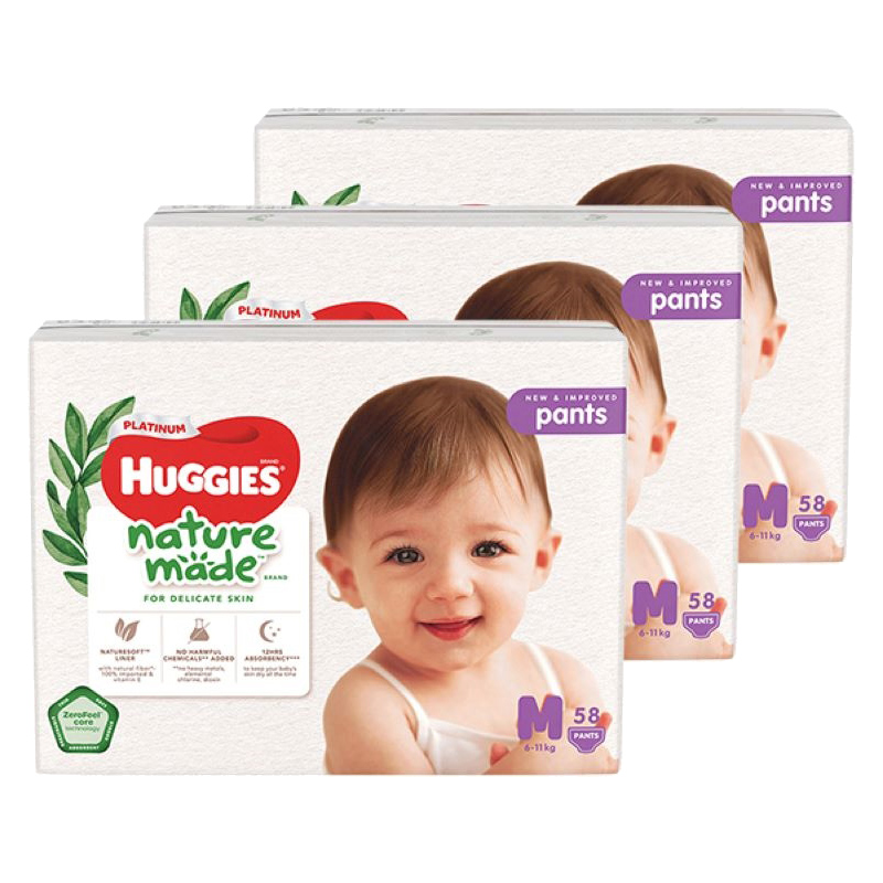 Combo 3 tã quần Huggies Platinum nature made size M