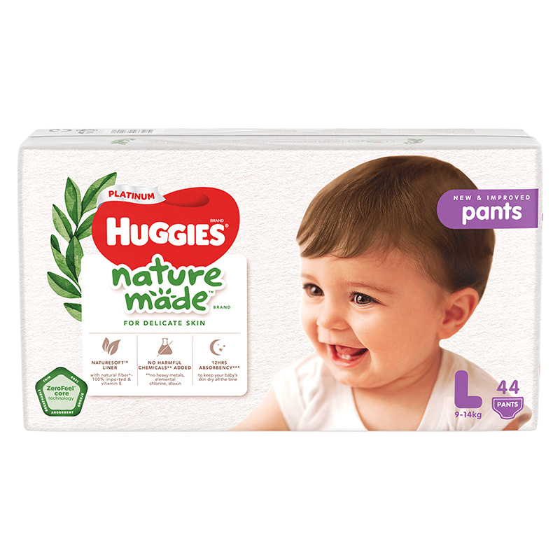 Combo 3 tã quần Huggies Platinum nature made siêu cao cấp size L 44 miếng/bịch (9 - 14 kg) 3