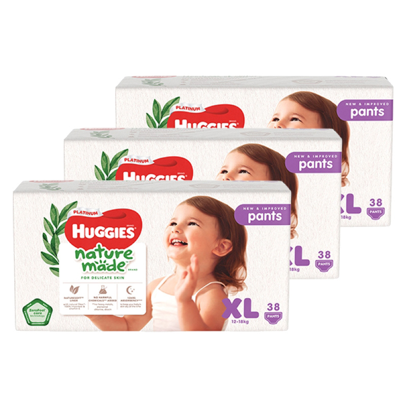 Combo 3 tã quần Huggies Platinum nature made size XL