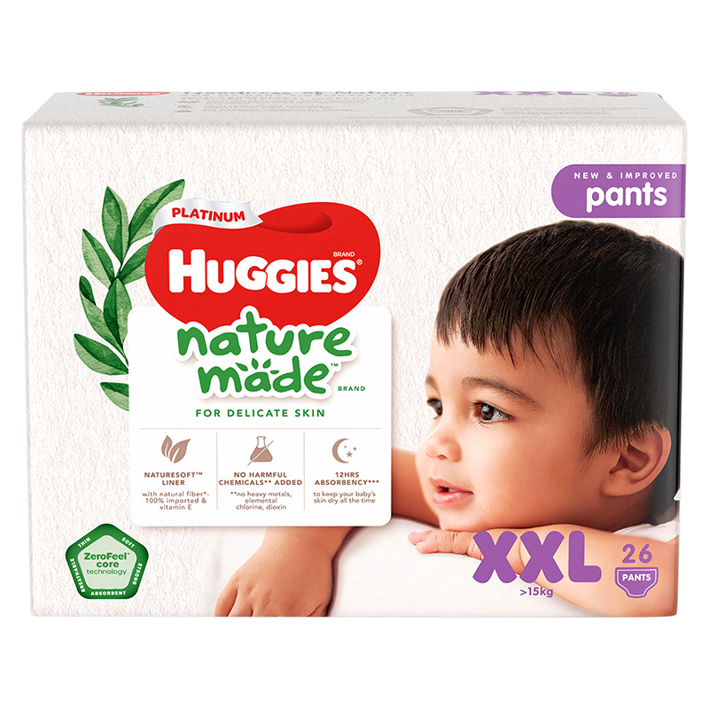 Combo 3 tã quần Huggies Platinum nature made siêu cao cấp size XXL 26 miếng/bịch (Trên 15 kg) 3