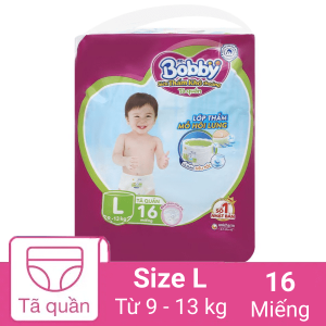 Tã quần Bobby size L 16 miếng (cho bé 9 - 13kg)